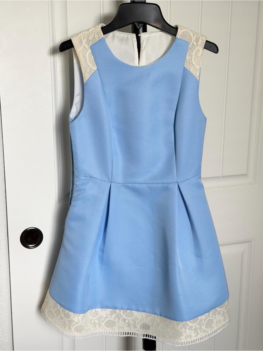 Light Blue Lace-Trim Sleeveless Dress